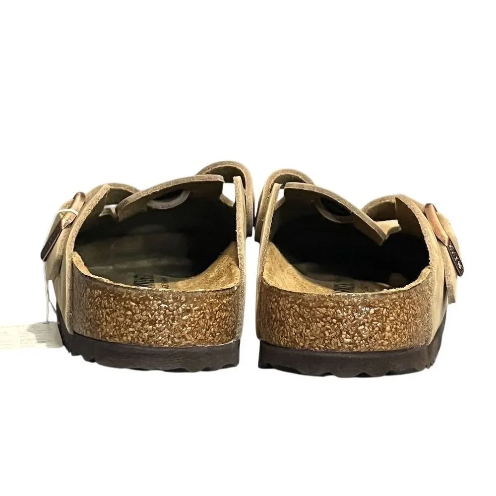 Birkenstock Boston Unisex Clogs Beige Suede Leather L8/M6 Boho Hippie Summer - Picture 13 of 15